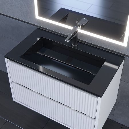 Раковина из искусственного камня Uperwood Next Premium RNext80bg 80х50 полувстраиваемая цвет черный