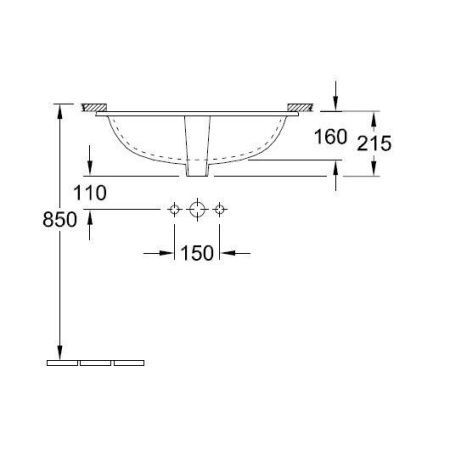 Раковина из сантехнического фарфора Villeroy Boch O.Novo 41626001 70х40 встраиваемая цвет белый без отверстий под смеситель