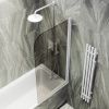 Душевая шторка на ванну Maybah Glass MGV-611-1 60х140 стекло тонированное профиль белый ориентация универсальная