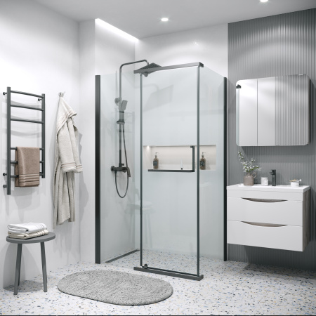 Боковая стенка Grossman Pragma 200.K33.03.100.21.00 100x195 стекло прозрачное профиль черный матовый