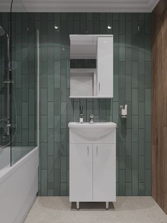 Тумба с раковиной Orange Лайт LA-50TUW+RA 50х40 напольная цвет белый