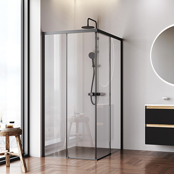 Душевой уголок Am.Pm X-joy W94G-403-120290-BТ1К 119х89 стекло прозрачное профиль черный матовый без поддона