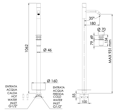 Смеситель для раковины Daniel Trilogy TG68815 напольный черный - фото 3