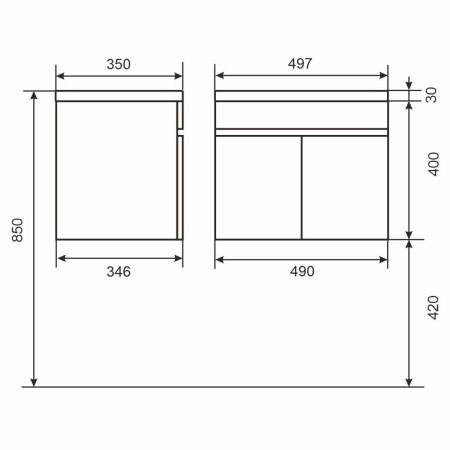 Тумба под раковину Uperwood Eva 3930213460 50х30 подвесная цвет бежевый