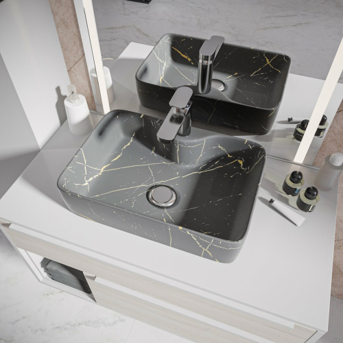 Раковина из сантехнического фарфора Teymi Helmi S T50283 48х37 накладная цвет серый 1 отверстие под смеситель - фото 5