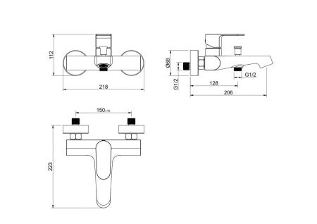 Смеситель для ванны Aquatek ОБЕРОН AQ1240MB настенный черный