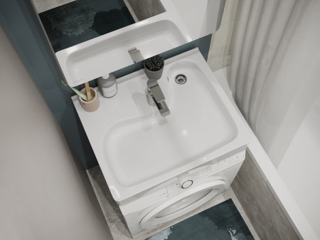 Раковина из сантехнического фарфора Santek Клио 1WH501770 52х60 над стиральной машиной цвет белый 1 отверстие под смеситель