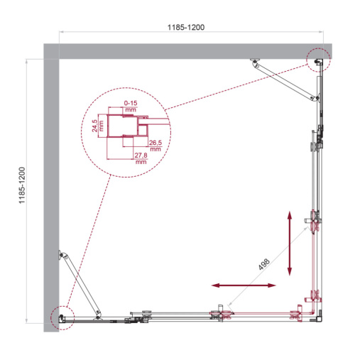 Душевой уголок BelBagno LUCE LUCE-A-22-90+30-C-Cr 120х120 стекло прозрачное профиль хром глянцевый без поддона - фото 2