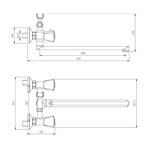 Смеситель для ванны WesnaArt Teplo TEP04-320 настенный хром - фото 2