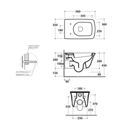 Чаша унитаза подвесная Globo Relais RES02.BI цвет белый без сиденья смыв торнадо