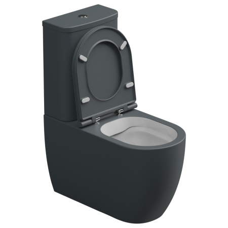 Чаша унитаза напольная GSG Ceramic Design Like LKMBLBI000/028P цвет белый/черный без бачка без сиденья безободковая смыв торнадо