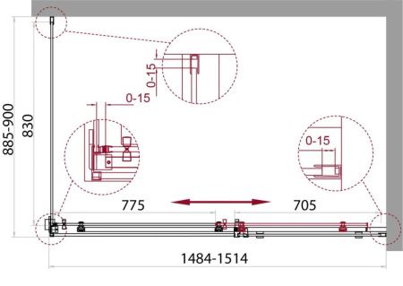Душевой уголок BelBagno ACQUA ACQUA-AH-1-150/90-C-NERO 150х90 стекло прозрачное профиль черный без поддона