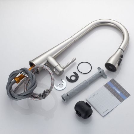 Смеситель для кухни Shevanik S363L на мойку сатин