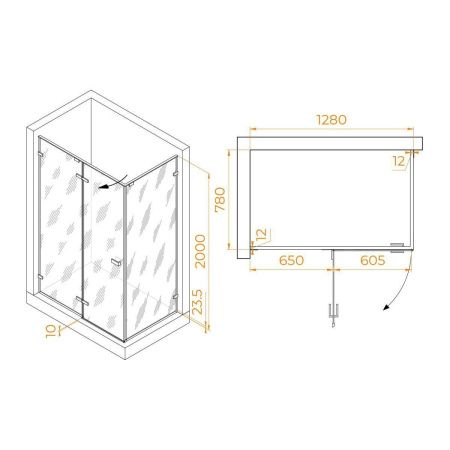 Душевой уголок RGW Stilvoll 353204038-24 130х80 стекло матовое профиль черный без поддона