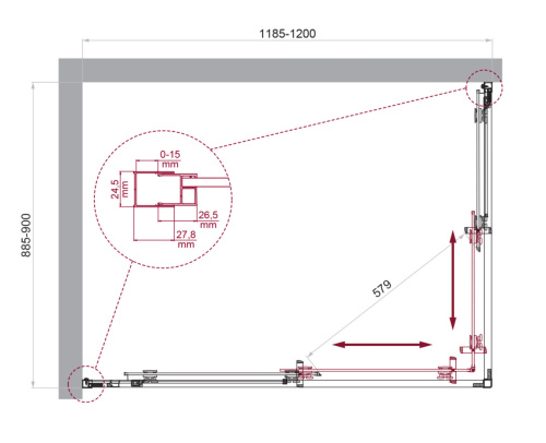 Душевой уголок BelBagno LUCE LUCE-AH-2-120/90-C-Cr 120х90 стекло прозрачное профиль хром глянцевый без поддона - фото 2