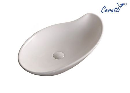 Раковина из сантехнического фарфора Cerutti SPA CR7265B 70х40 накладная цвет белый без отверстий под смеситель