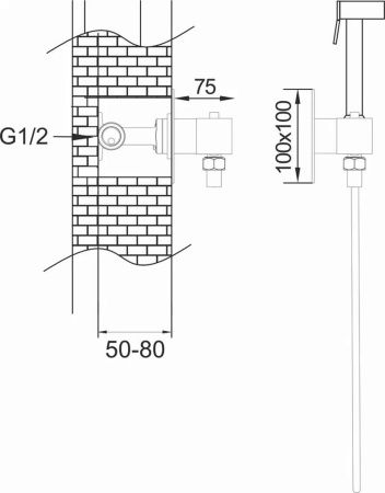 Гигиенический душ со смесителем Rose R965H черный