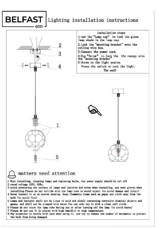 Светильник подвесной Belfast Clifton (Цлифтон) D3315-1 GL CA
