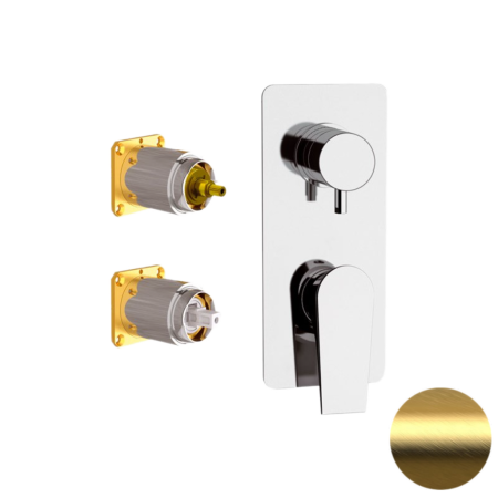 Смеситель для душа Daniel Diva DV612D2KBDP встраиваемый в стену брашированное золото без термостата