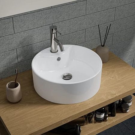 Раковина из сантехнического фарфора Bond Circle S03-410 40х40 накладная цвет белый 1 отверстие под смеситель