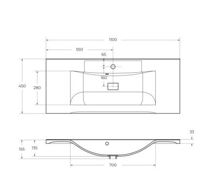 Раковина из искусственного камня BelBagno BB1100/450-LV-MR-PR 120х50 накладная цвет белый 1 отверстие под смеситель