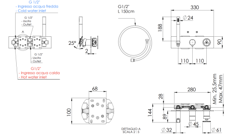 Смеситель для душа Remer Chrono CH97D3DO встраиваемый в стену золото