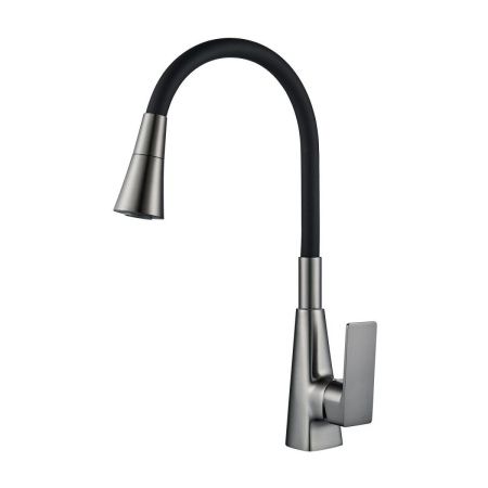 Смеситель для кухни Shevanik S543T-3 на мойку черный/оружейная сталь