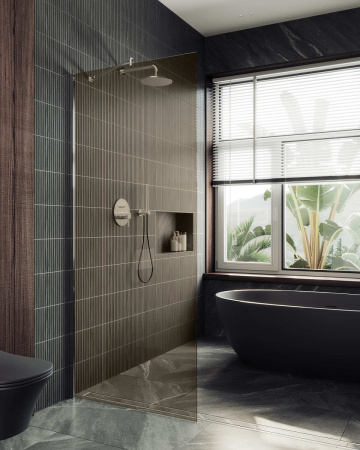 Душевая перегородка Maybah Glass MGD-684-5ш 119х195 стекло тонированное профиль хром матовый