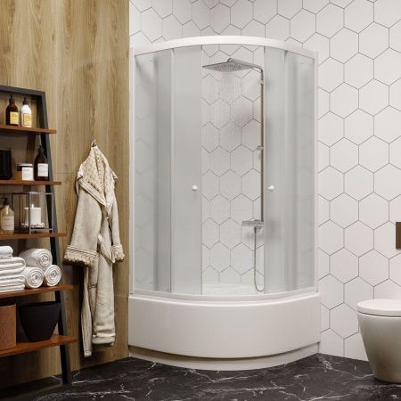 Душевой уголок Parly ZF80 80х80 стекло матовое профиль белый с поддоном