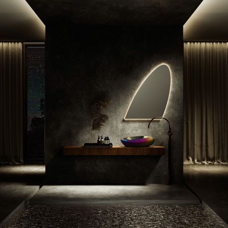 Раковина из сантехнического фаянса Abber BEQUEM AC2107Regen 50х30 накладная цвет хамелеон без отверстий под смеситель