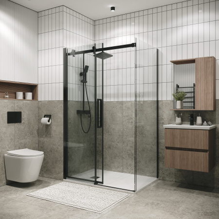 Душевая перегородка Grossman Classic 200.K33.04.80.42.00 80х195 стекло прозрачное профиль графит