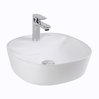 Раковина из сантехнического фарфора Bond Oval S01-410 41х41 накладная цвет белый глянцевый 1 отверстие под смеситель