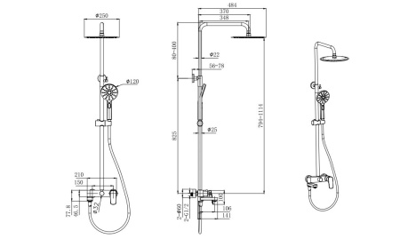 Душевая стойка Aquatek ВЕГА AQ2040CR настенная цвет хром