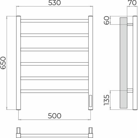 Полотенцесушитель электрический Terminus 4670078544445 55х65 хром