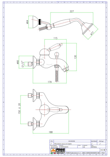 Смеситель Fiore Imperiale 83OO5104 настенный золото - фото 2