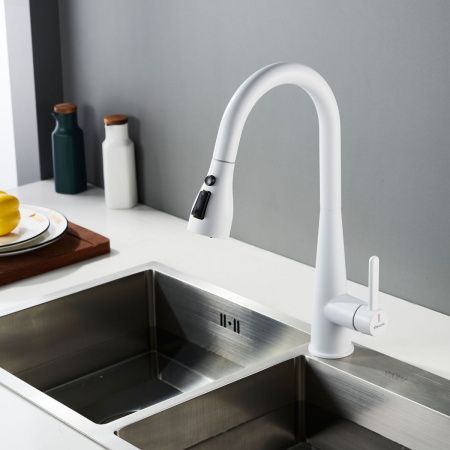 Смеситель для кухни Shevanik S363C на мойку белый