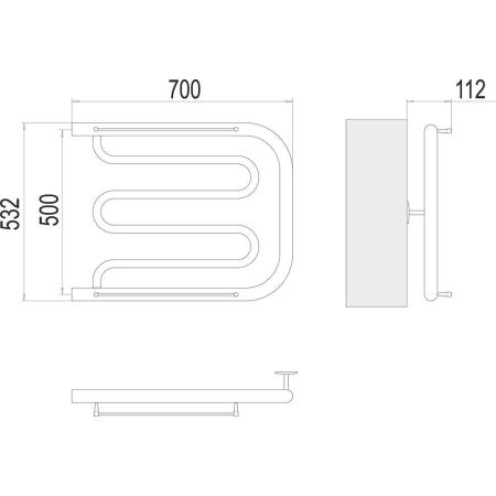Полотенцесушитель водяной Terminus 4620768881305 70х55 хром