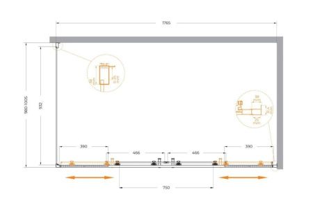 Душевой уголок Cezares MOLVENO MOLVENO-AH-2/1-180/100-C-Cr-IV 180х100 стекло прозрачное профиль хром без поддона