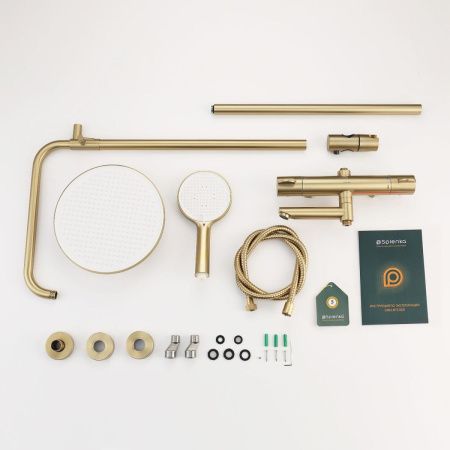 Душевая стойка Splenka S223.26.03 настенная цвет золото с термостатом