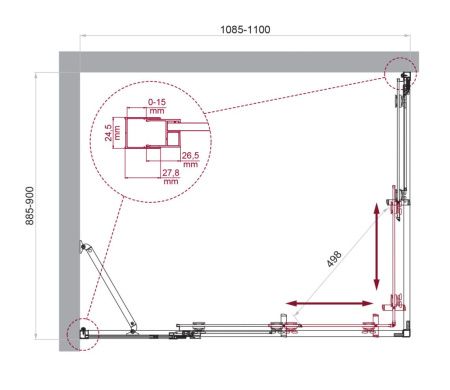 Душевой уголок BelBagno LUCE LUCE-AH-21-110/90-P-Cr 110х90 стекло рифленое профиль хром без поддона