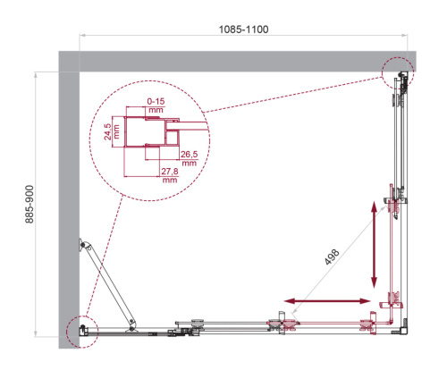 Душевой уголок BelBagno LUCE LUCE-AH-21-110/90-P-Cr 110х90 стекло рифленое профиль хром глянцевый без поддона - фото 2