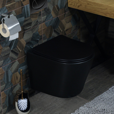 Унитаз подвесной Melana MLN-310302MB черный с сиденьем микролифт безободковый душевой смыв