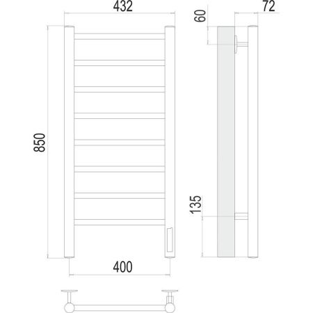 Полотенцесушитель электрический Terminus 4670078531162 45х85 хром