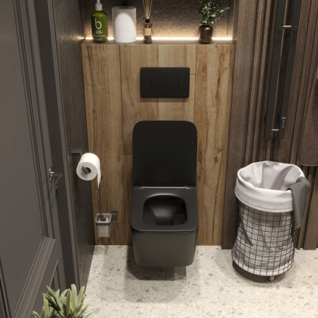 Унитаз подвесной Bond Cube F04-108 черный с сиденьем микролифт безободковый душевой смыв