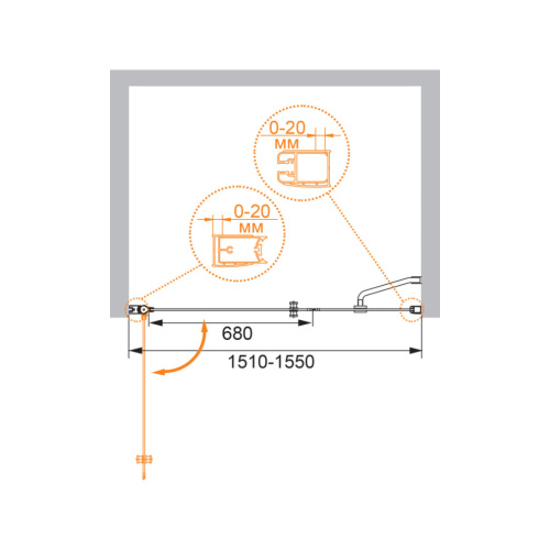 Душевая дверь Cezares ELENA ELENA-W-B-11-80+80-C-Cr 153х195 стекло прозрачное профиль хром глянцевый - фото 5