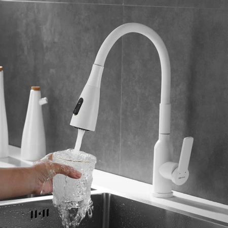 Смеситель для кухни Shevanik S843C-1 на мойку белый