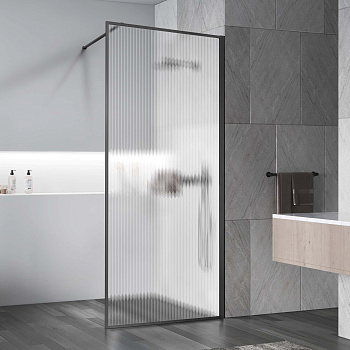 Душевая перегородка Vincea Walk in HP Art VSW-1HP100FLGM 100х200 стекло рифленое профиль вороненая сталь