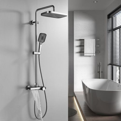 Душевая стойка Rose R1896T-6 настенная цвет пепельный с термостатом - фото 5