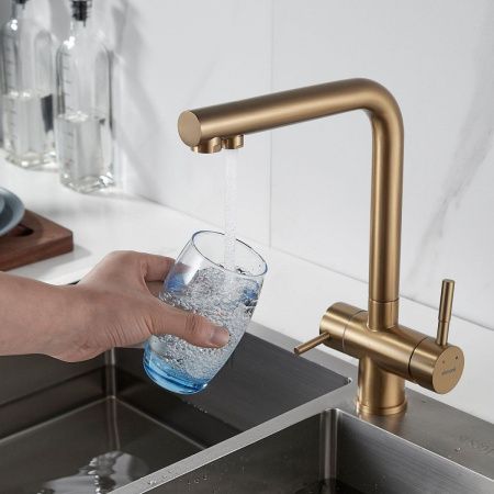 Смеситель для кухни Shevanik S468G на мойку золото