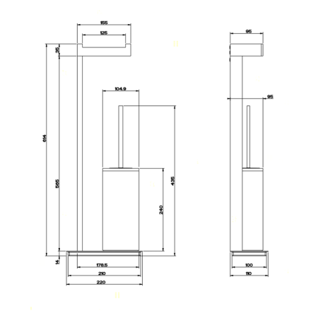 Стойка с бумагодержателем и ершиком Gessi Rettangolo 20934#031